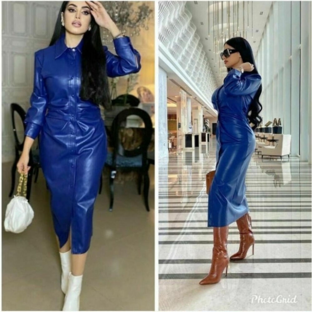 NWT ZARA MIDI FAUX LEATHER SHIRT DRESS Blogger's F